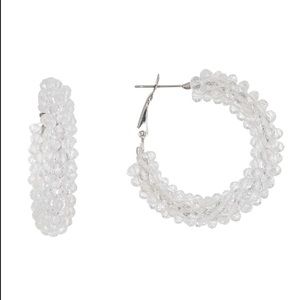 AREA STARS - Beaded Crystal 40mm Hoop Earrings